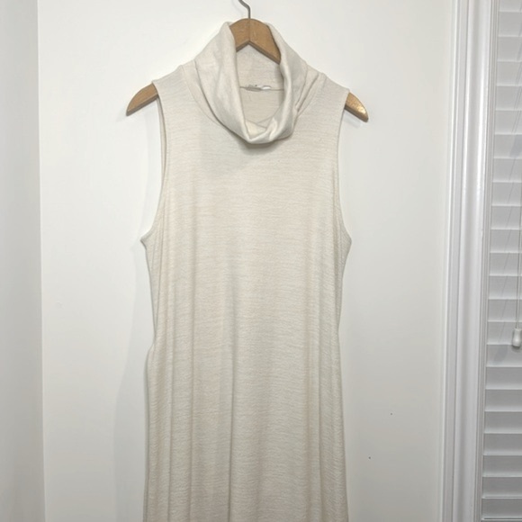 GAP Softspun Turtleneck Tie-Belt Midi Cream Dress Size L - Picture 6 of 16